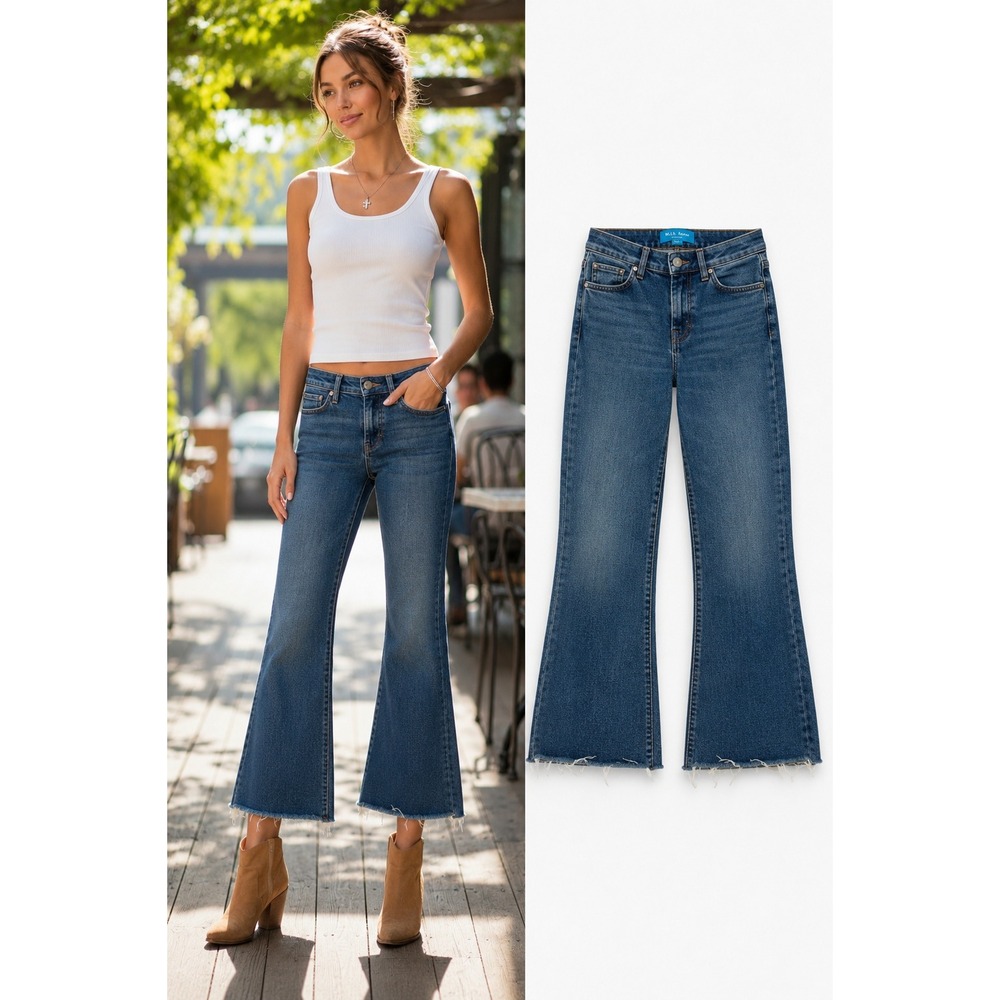 Anthropologie MIH London Lou High Rise Bell Bootcut Blue Jean 25x29 70s Boho 270